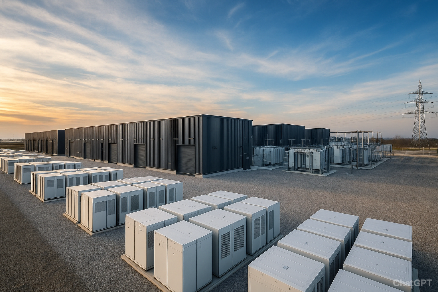 Conceptual visualization of ZiRi's Integrated Data Center and 400 MWh BESS